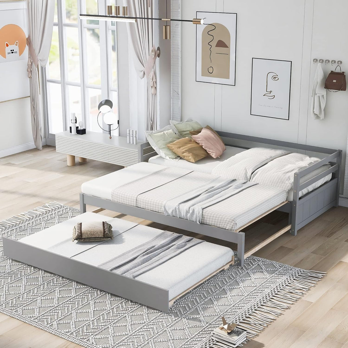Wood Extendable Daybed with Trundle G279098