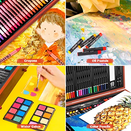 153-Pack Art Set in Wooden Case with 2 A4 Sketch Pads P661