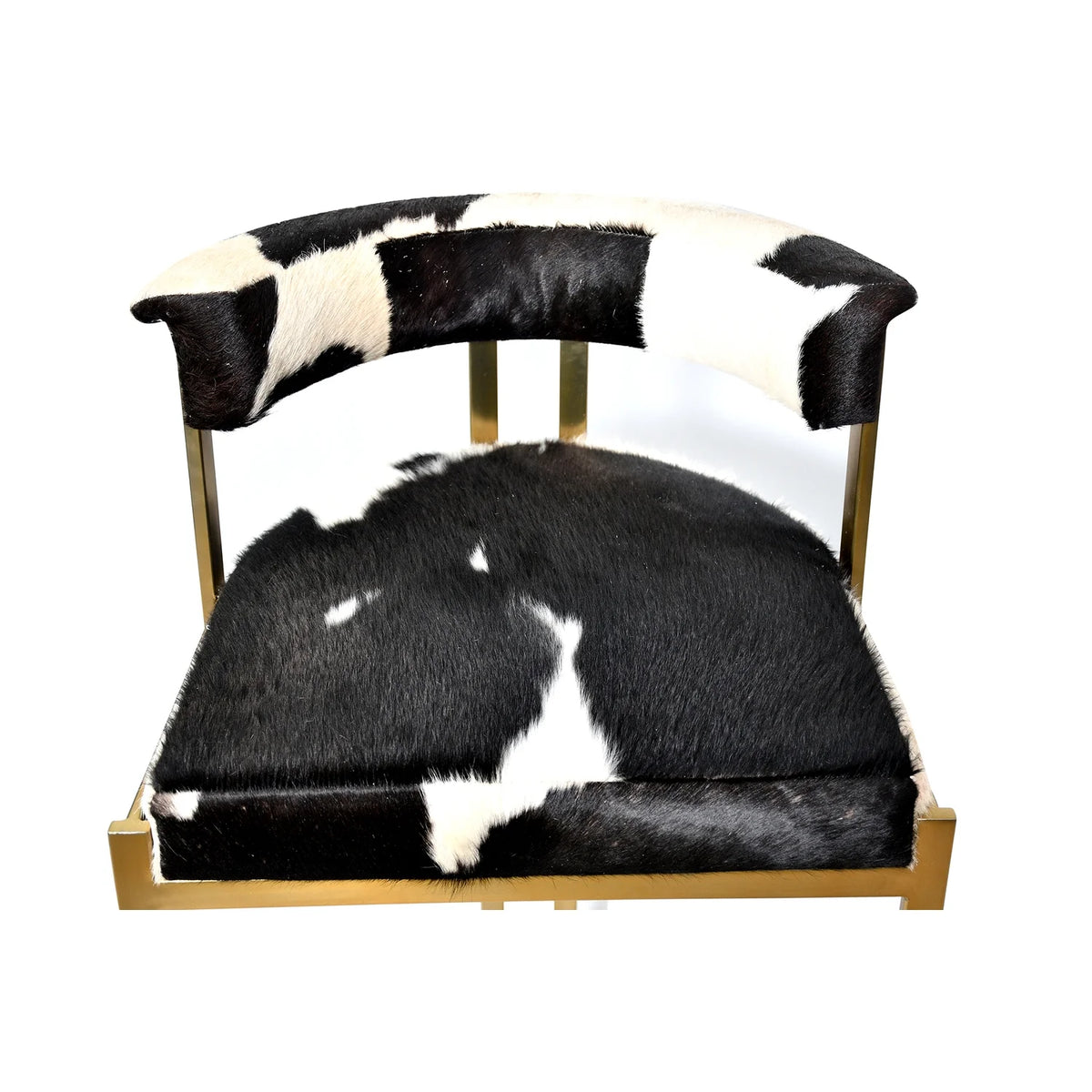 Gold Stainless Steel Chair with Black and White Leather Seat S57400