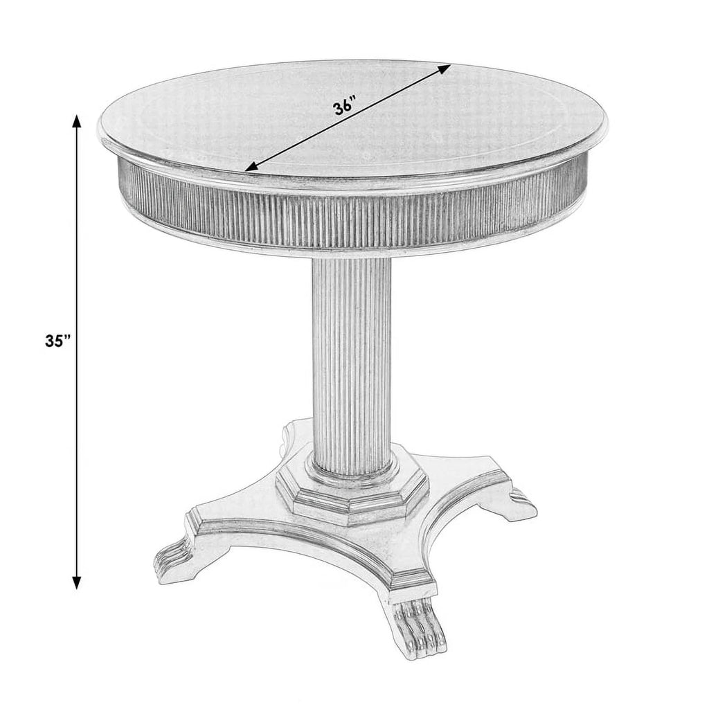 Brown Ribbed Wood Pedestal Foyer Table S581