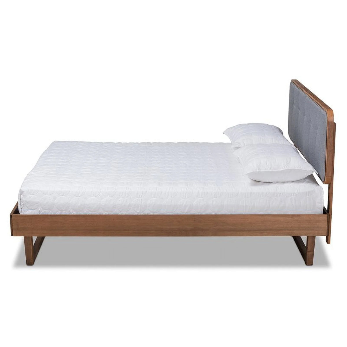 Gray Upholstered Wood King Size Platform Bed N256296