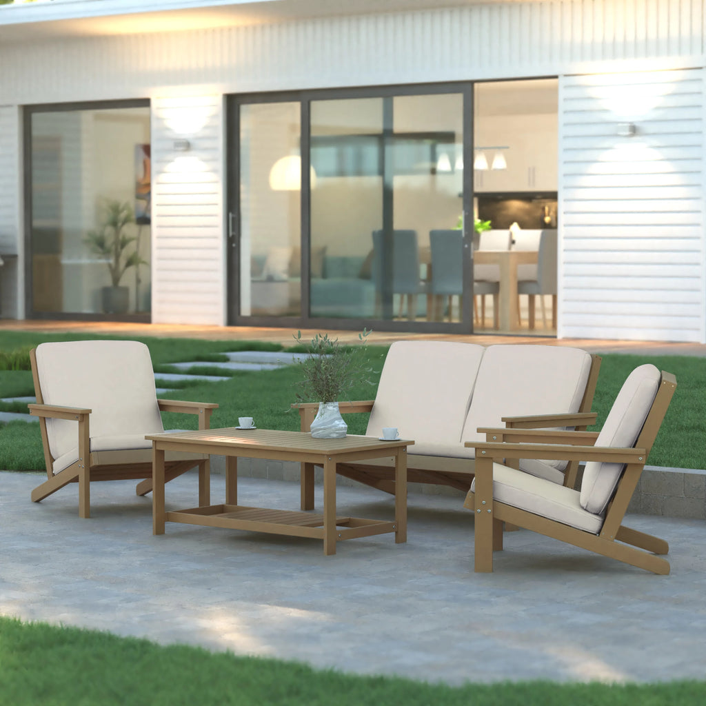 All-Weather Polyresin Adirondack Club Chair with Cushions B419021