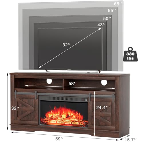 Farmhouse TV Stand for Televisions up to 65 Inches, 58 Inch, Milk White H6015