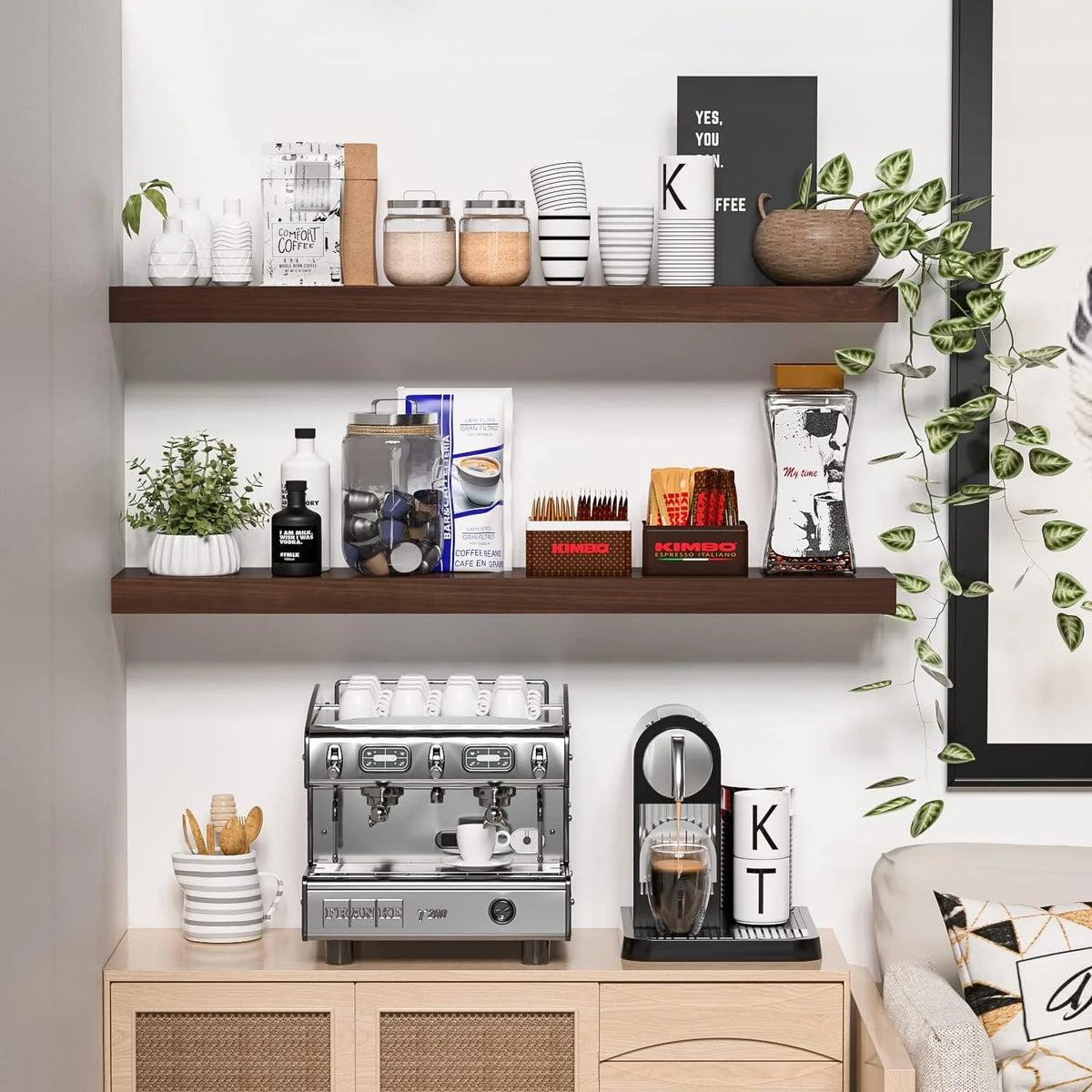36 Inch Long Wood Floating Shelves Set of 2 I278878
