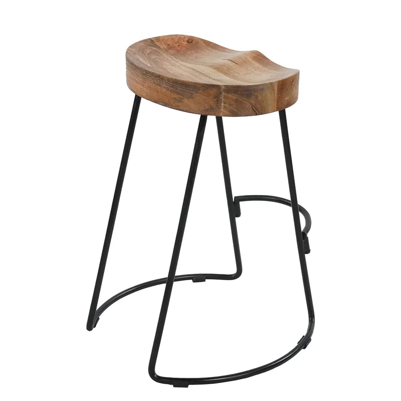 Mango Wood & Iron Barstool Set of 2 V4484