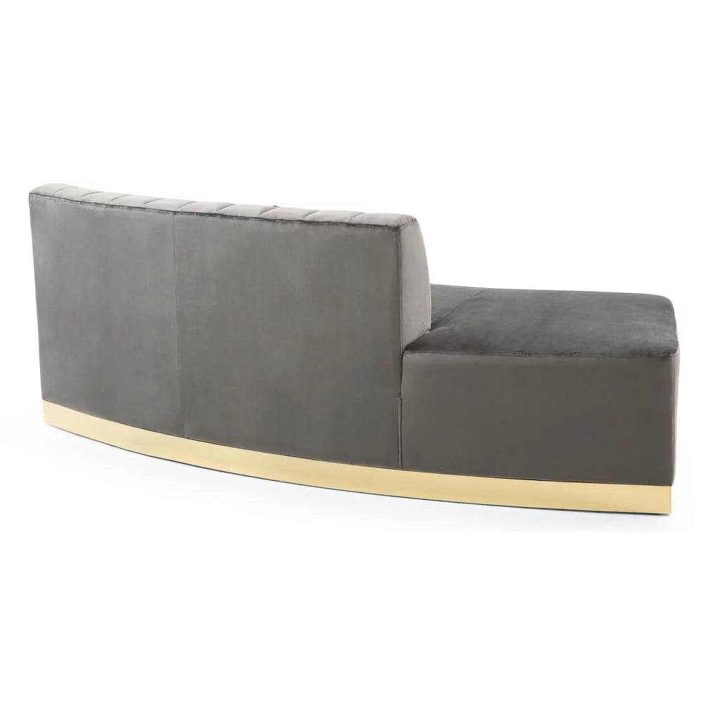 Dark Gray Velvet Curved Sofa A2703