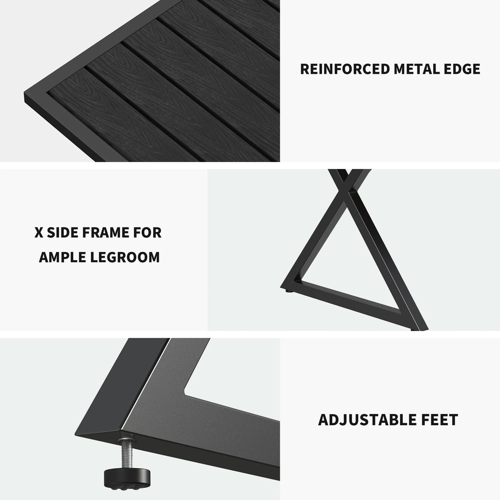 59in Black Metal Outdoor Dining Table K2120