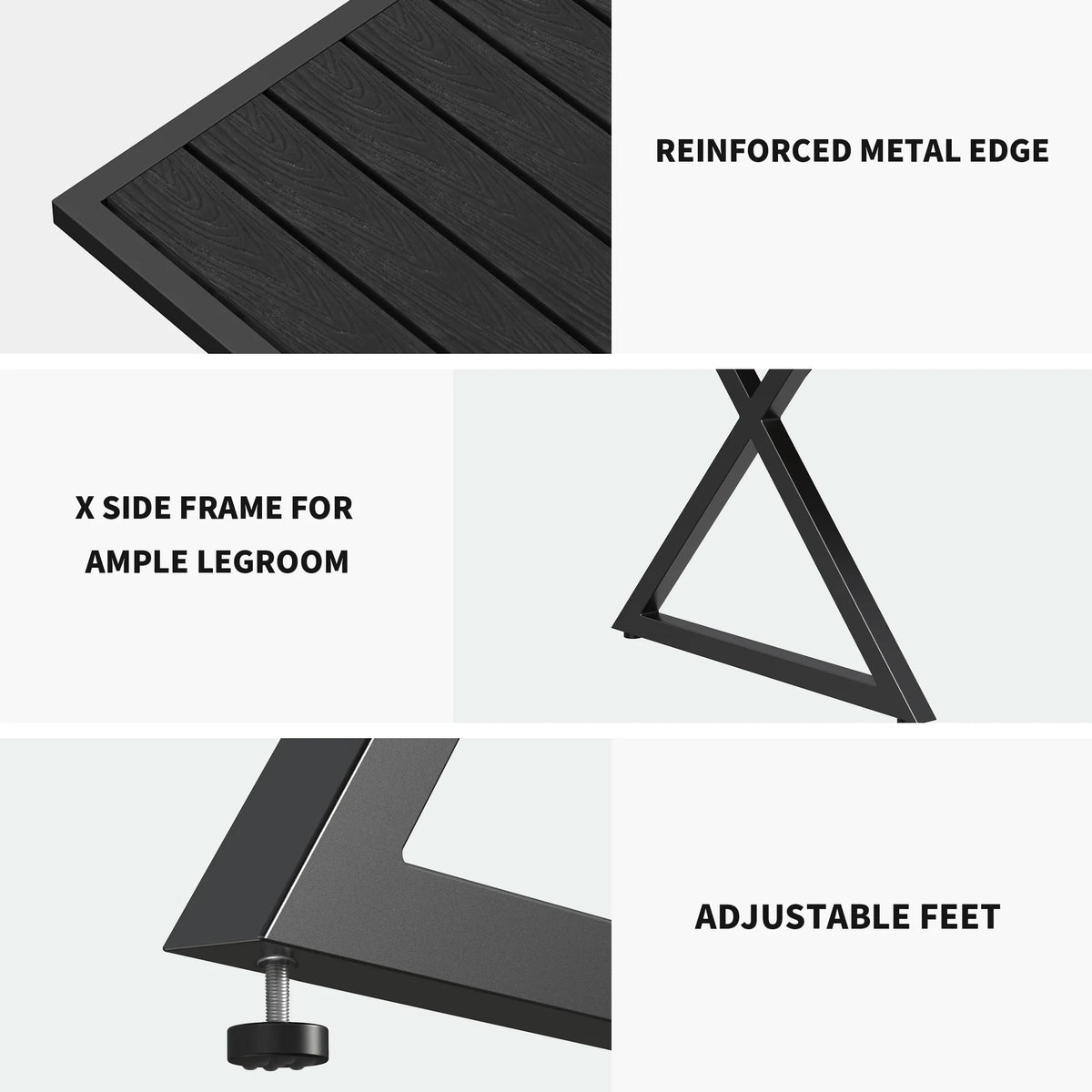 59in Black Metal Outdoor Dining Table K2120