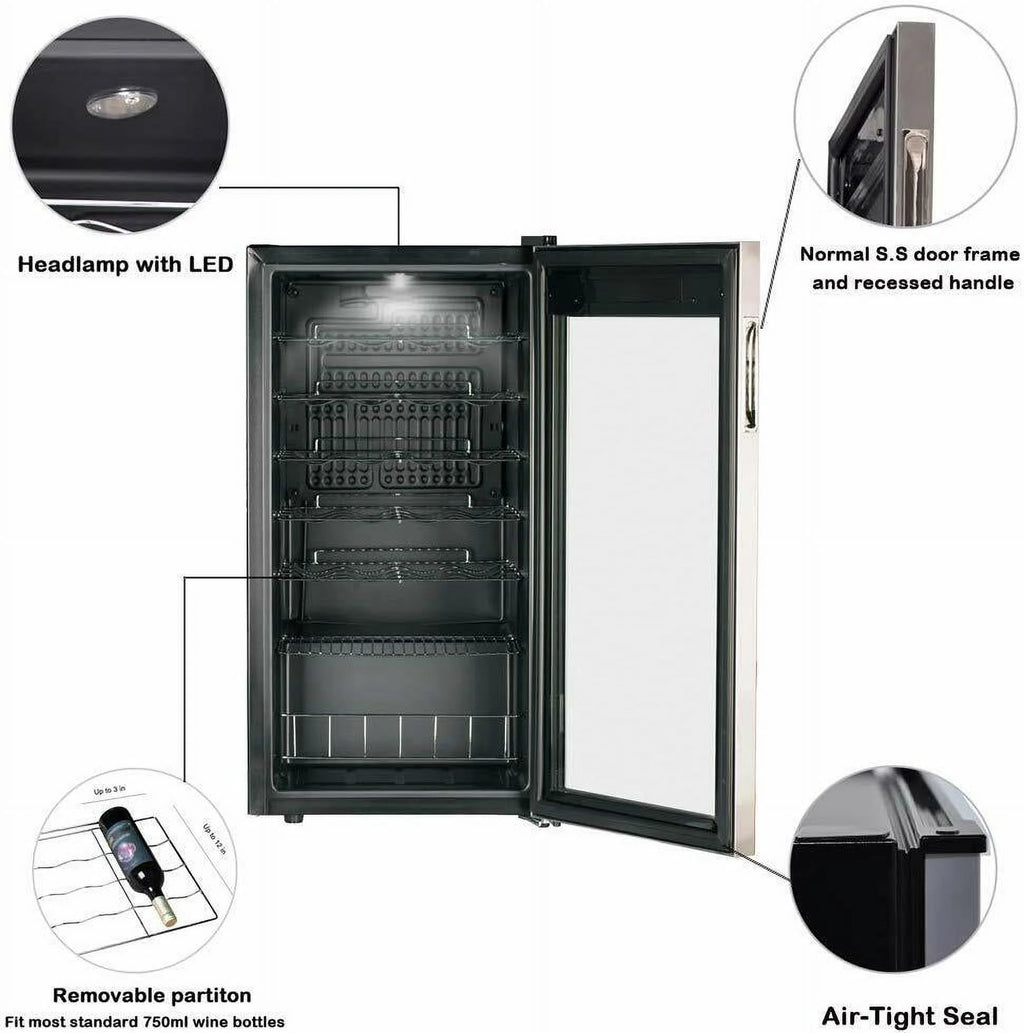 3.1 Cu ft 28 Bottles Compressor Stainless Steel Wine Cooler F714