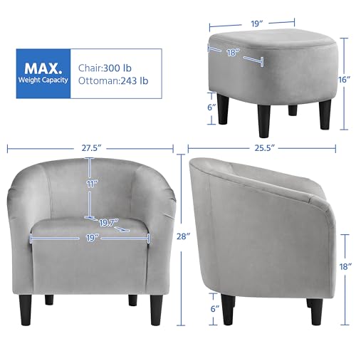 Fabric Accent Armchair with Ottoman U9584
