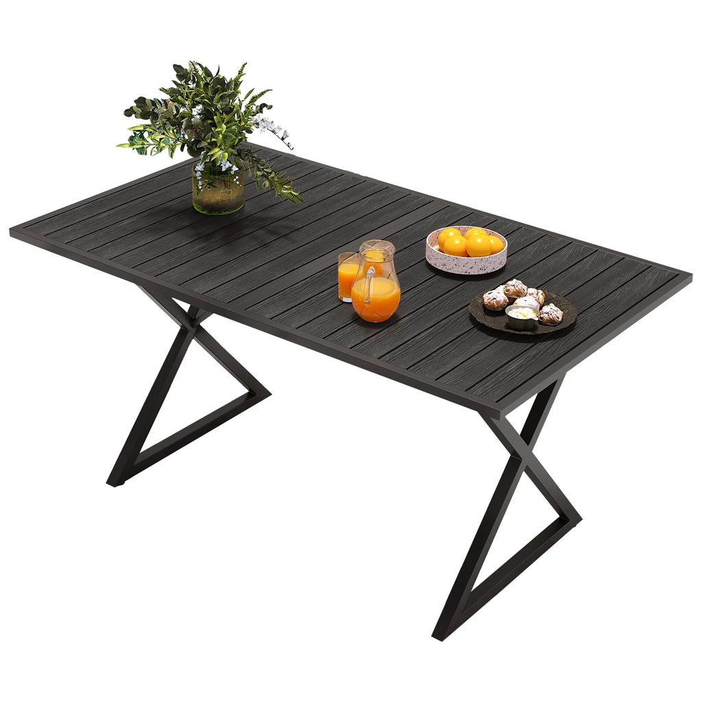 59in Black Metal Outdoor Dining Table K2120