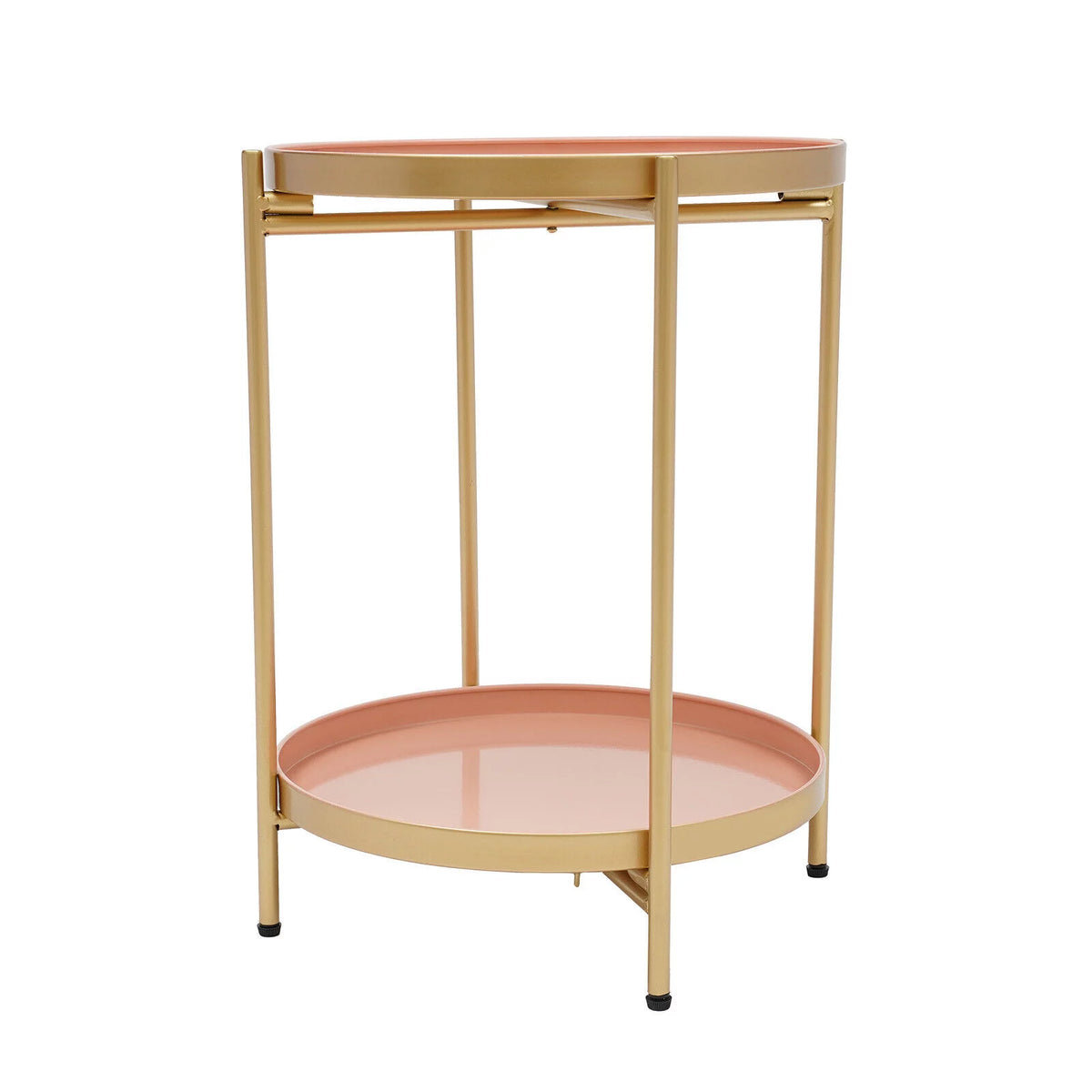 2 Tier Round Metal Side Table with Removable Tray T853489