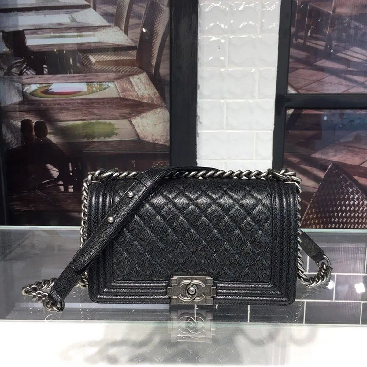 Black Shoulder And Crossbody Handbag S8134