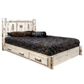 Natural Wood Full Platform Bed with Storage F10697