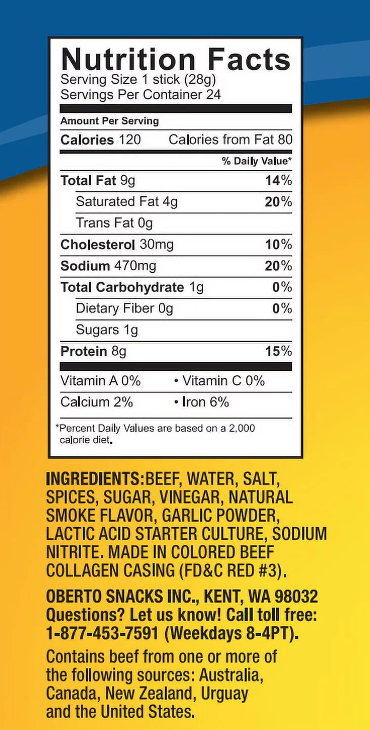 All Beef Pepperoni Jerky Sticks Gluten Free 24-ounces B6645