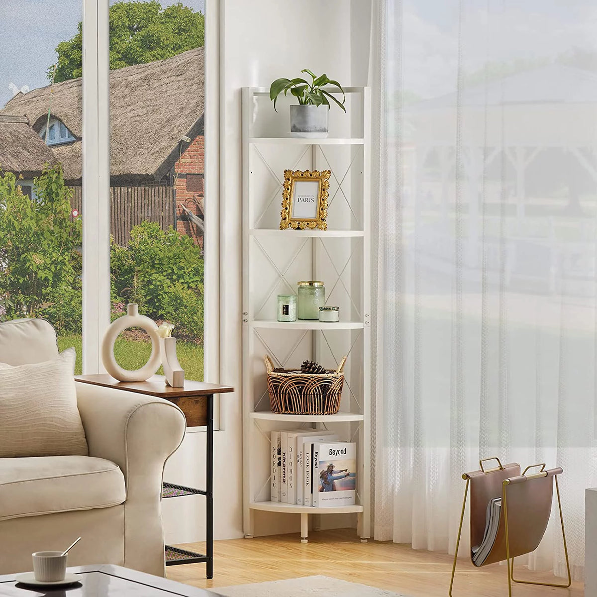 5-Tier Black Corner Shelf Stand I555820