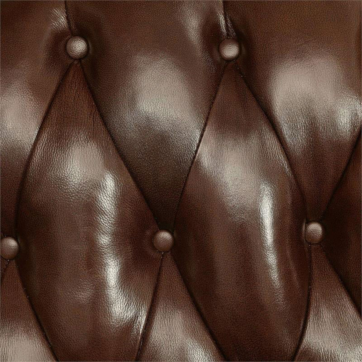 Dark Oak Top Grain Leather Tufted Sofa V184