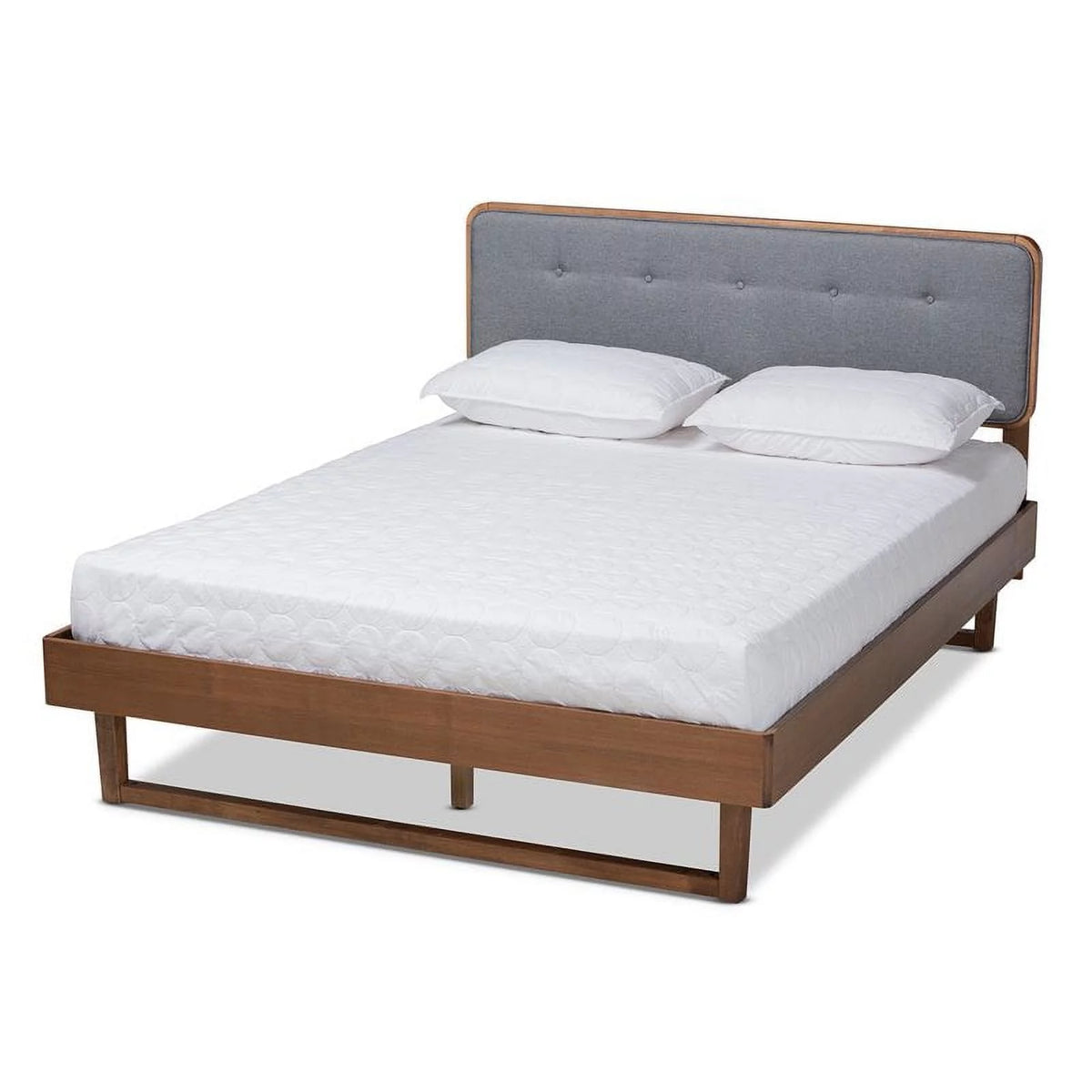 Gray Upholstered Wood King Size Platform Bed N256296