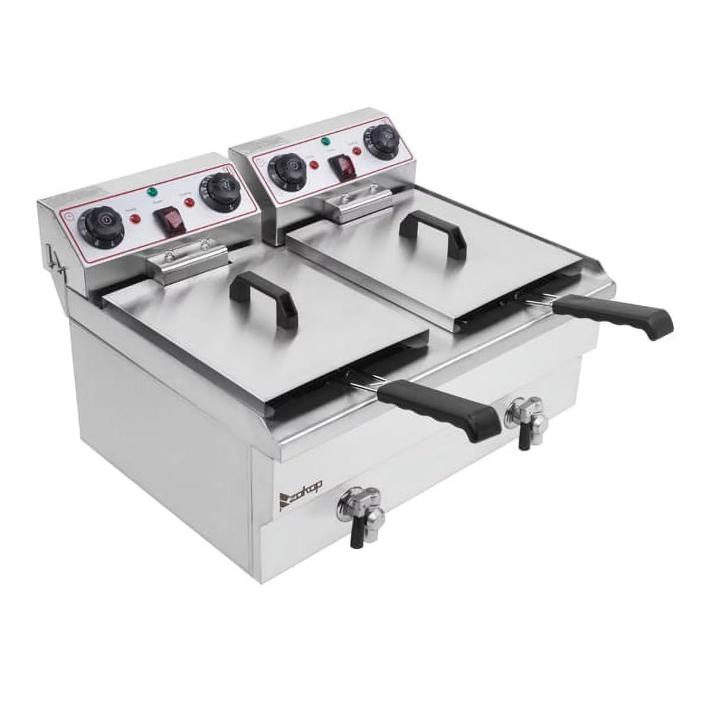 Electric Deep Fryer 16.9QT 24.9QT Stainless Steel Double Tank 3400W I435