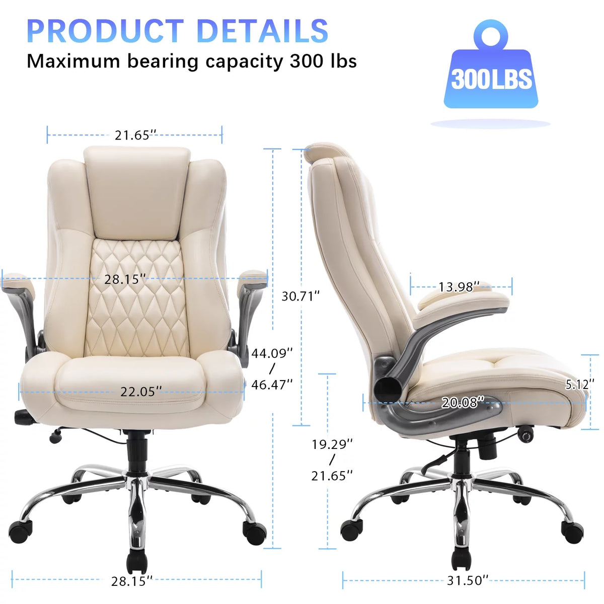 High Back Ergonomic Office Chair with Lumbar Support Flip Arms and Headrest K966
