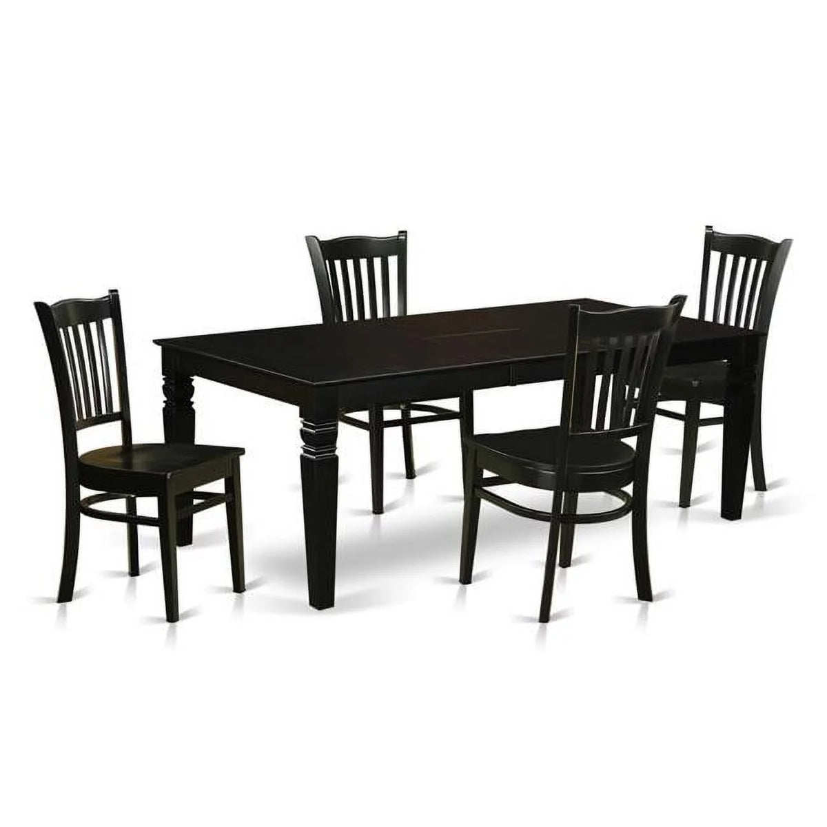 Black 5 Piece Dining Room Set with Wood Seat Chairs Y937