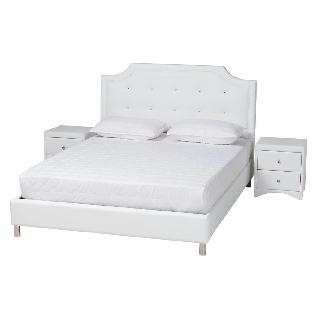 White Faux Leather King Size 3-Piece Bedroom Set H682970