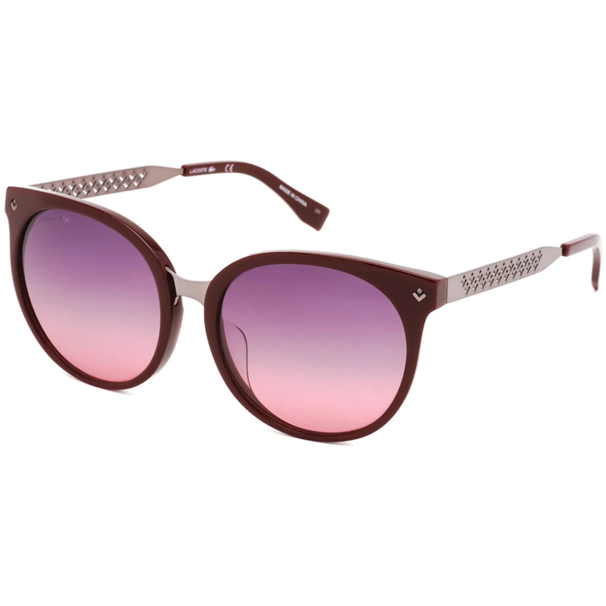 Men's Burgundy Silver Frame Sunglasses V305