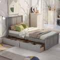 Twin Size Wood Platform Bed with Storage and Headboard D156