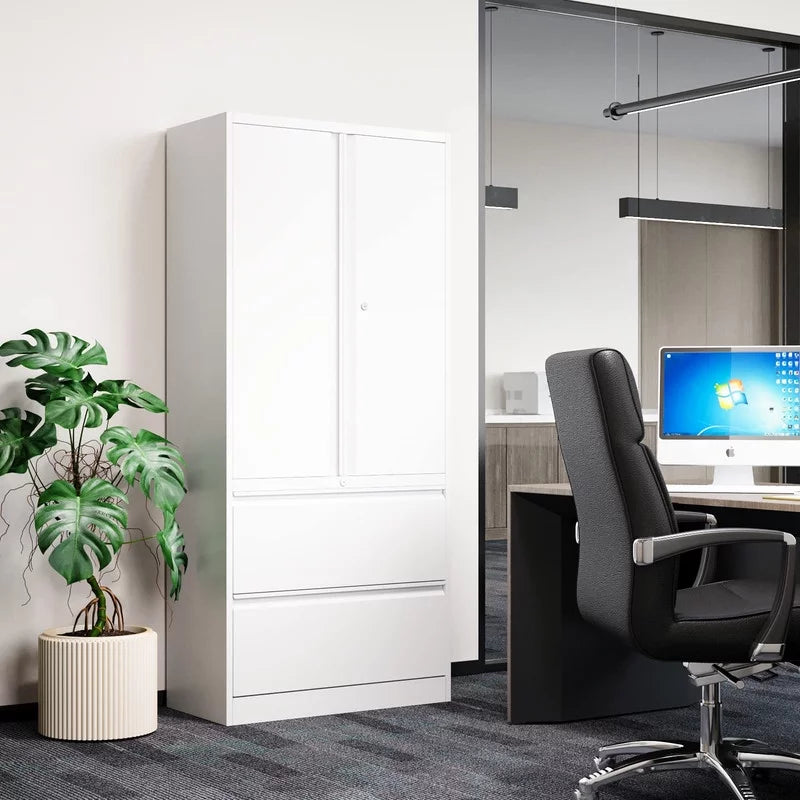 Lateral File Cabinet with Lock, 2 Drawer Steel Storage Cabinet H795