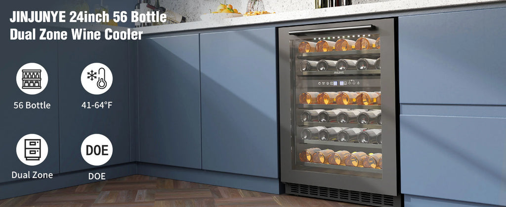 24" 56 Bottle Dual Zone Wine Cooler Refrigerator Q7257