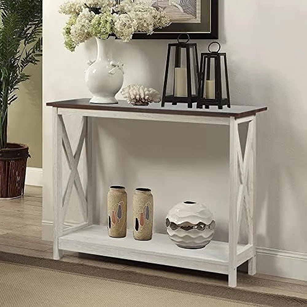 White Oak 2-Tier Console Table W8140