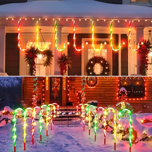 Solar Candy Cane Lights 10 Modes Waterproof 28 FT 72 LEDs K350529