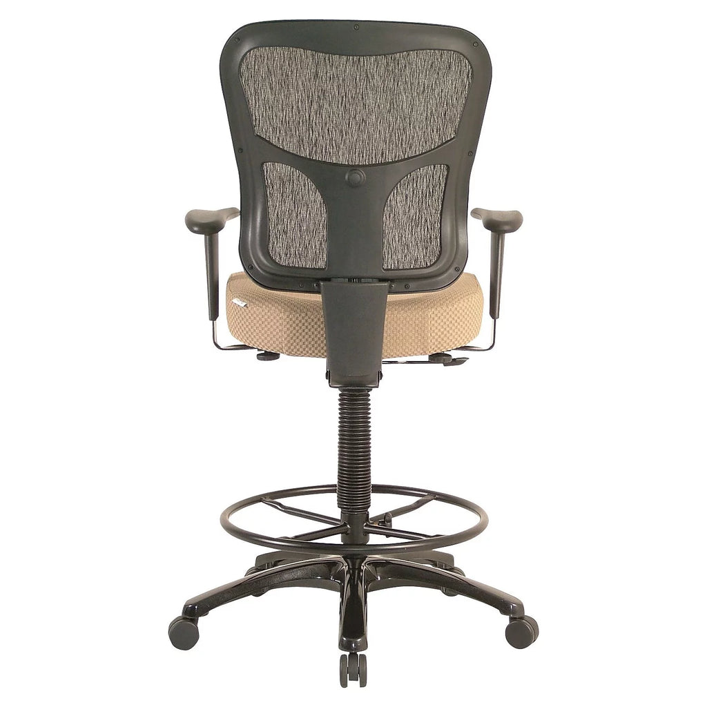 Ergonomic Fabric Mid-Back Drafting Stool Beige C68266