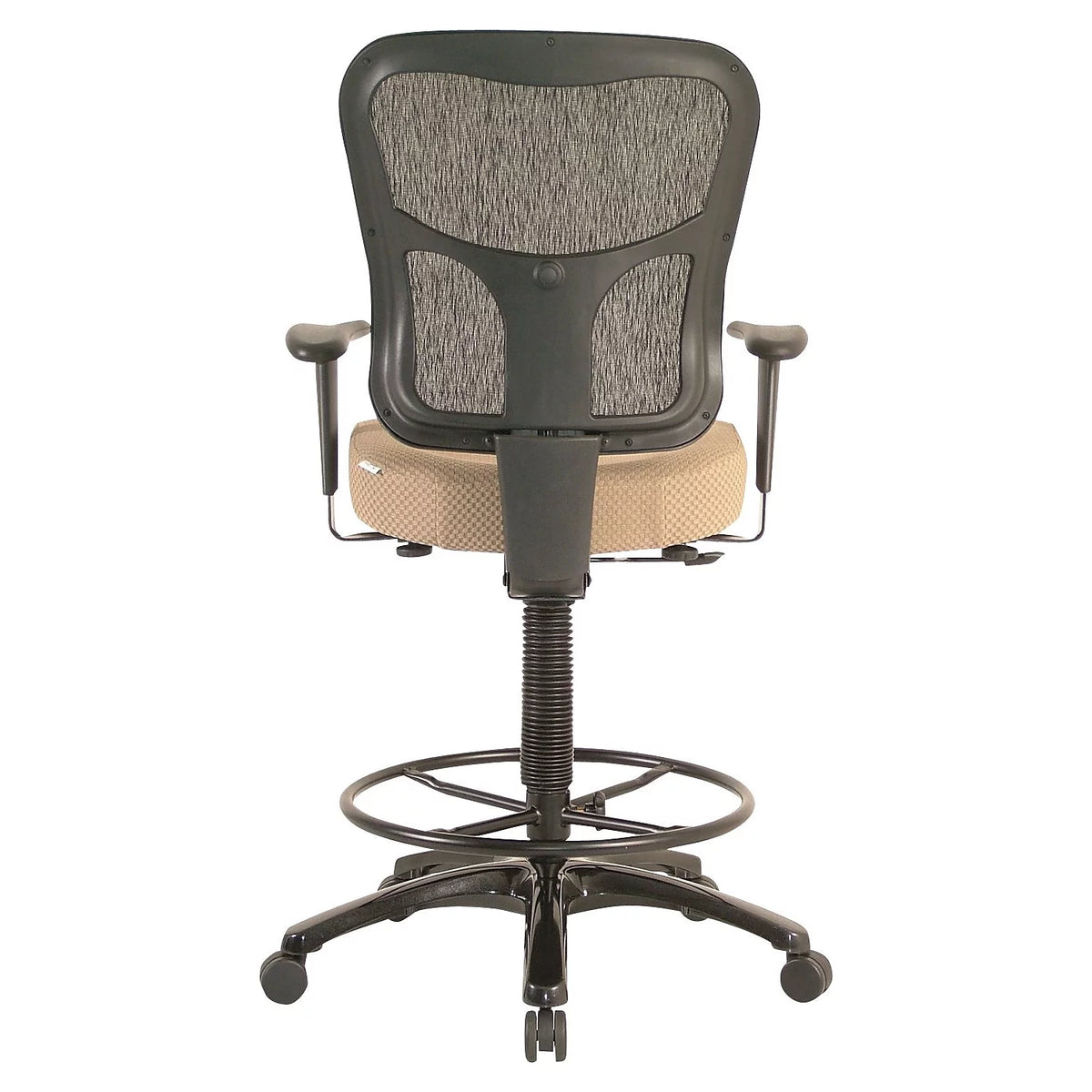 Ergonomic Fabric Mid-Back Drafting Stool Beige C68266
