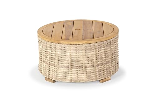 Natural Brown Faux Wicker Storage Coffee Table K623467