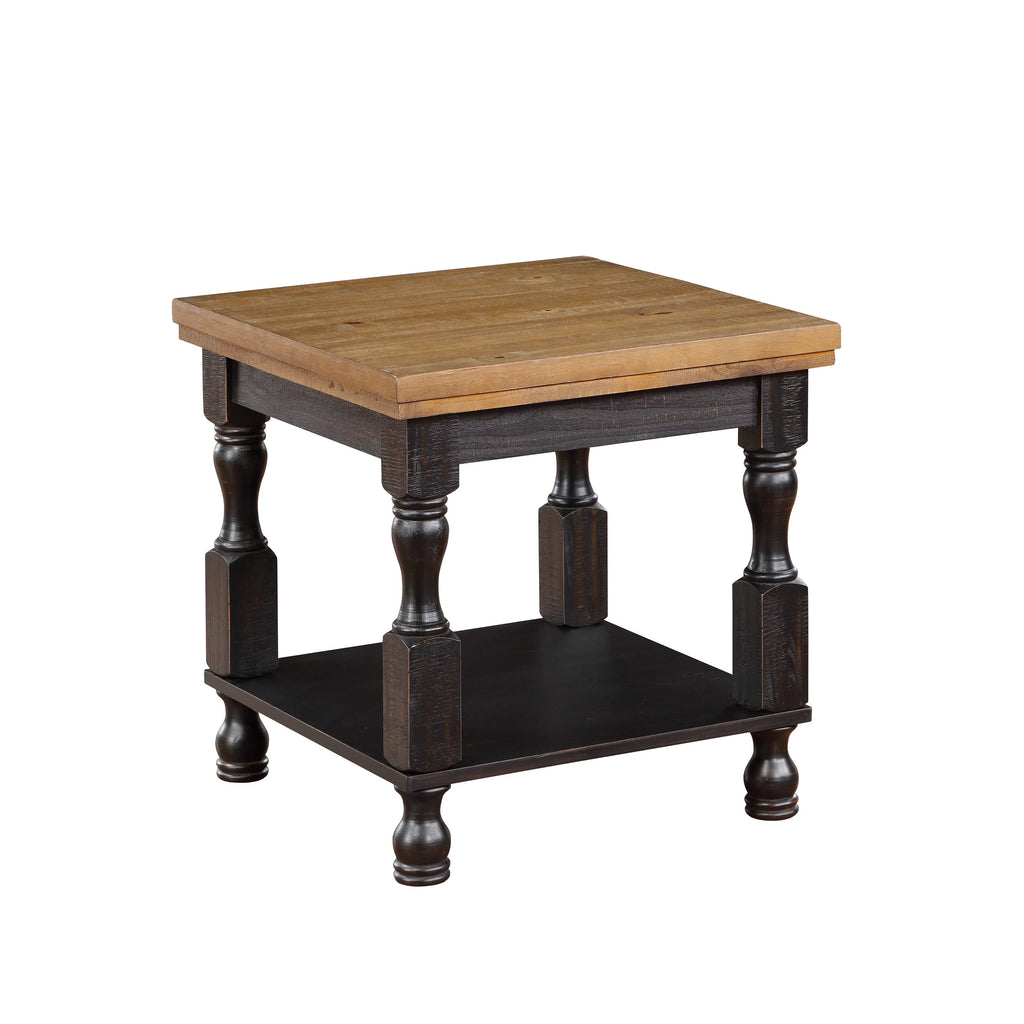 Antique Black and Oak 24-inch Pine 1-Shelf End Table U994