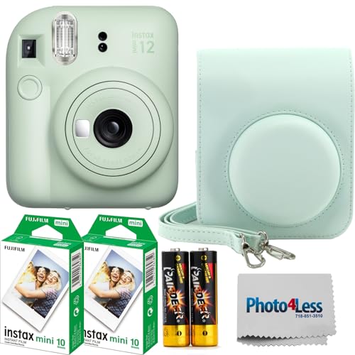 Instant Film Camera Pastel Blue with Twin Pack Instant Film 20 Prints and Case O6965