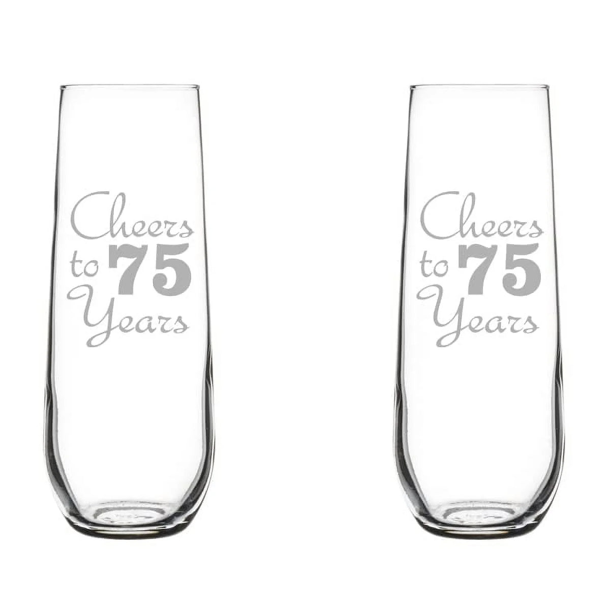 Set of 2 Stemless Glass Champagne Flutes 8.5 oz I634882