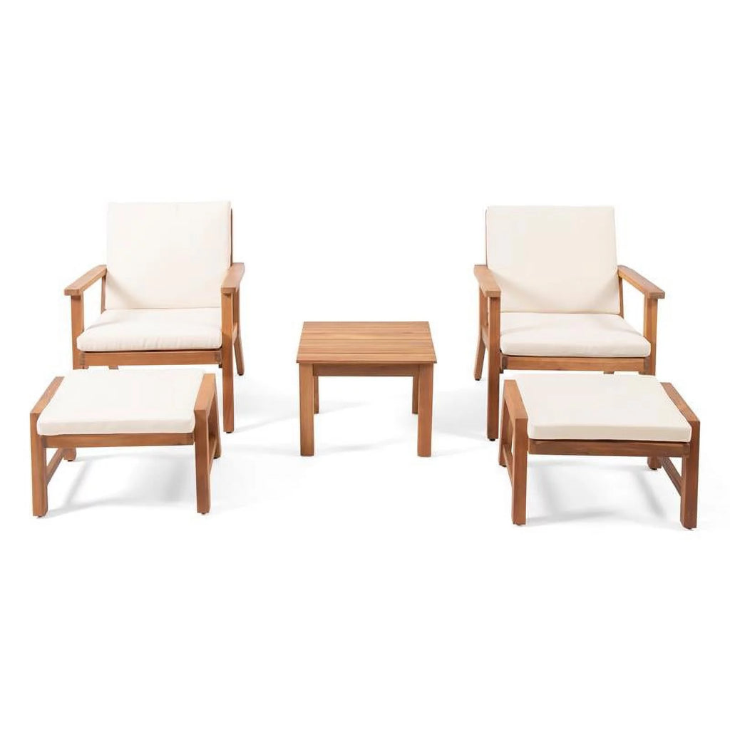 Teak Cream Acacia Wood Club Chair Set of 2 P385023