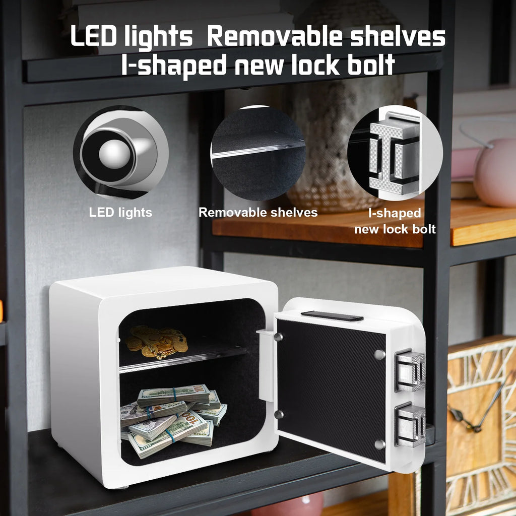 1.8 Cub White Safe Box with Fingerprint and Removable Shelf O64504