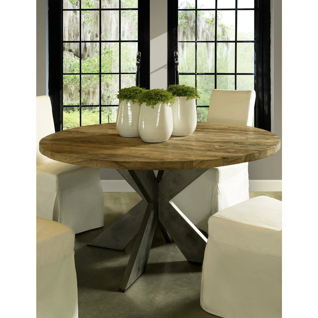 Round Recycled Teak Wood Dining Table K605911
