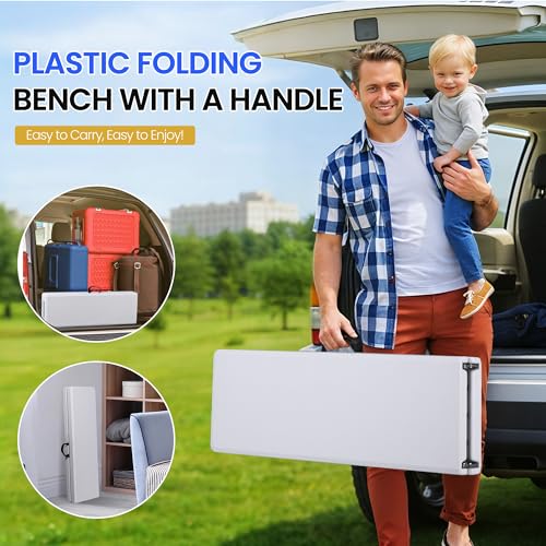 White 6ft Plastic Folding Bench Y851