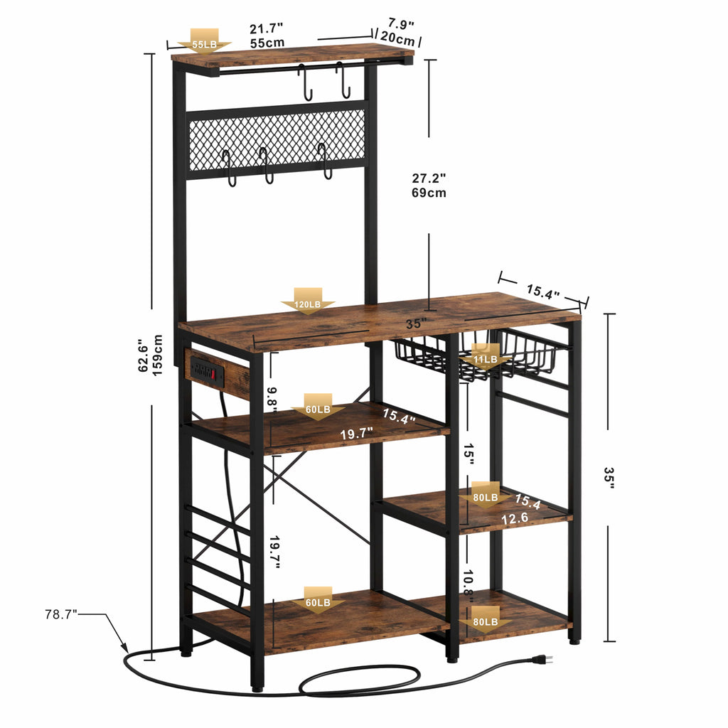 Kitchen Bakers Rack with Power Outlet F5096