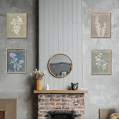 Framed Boho Botanical Print Wall Art Set of 4 Brown 12x16 G9235