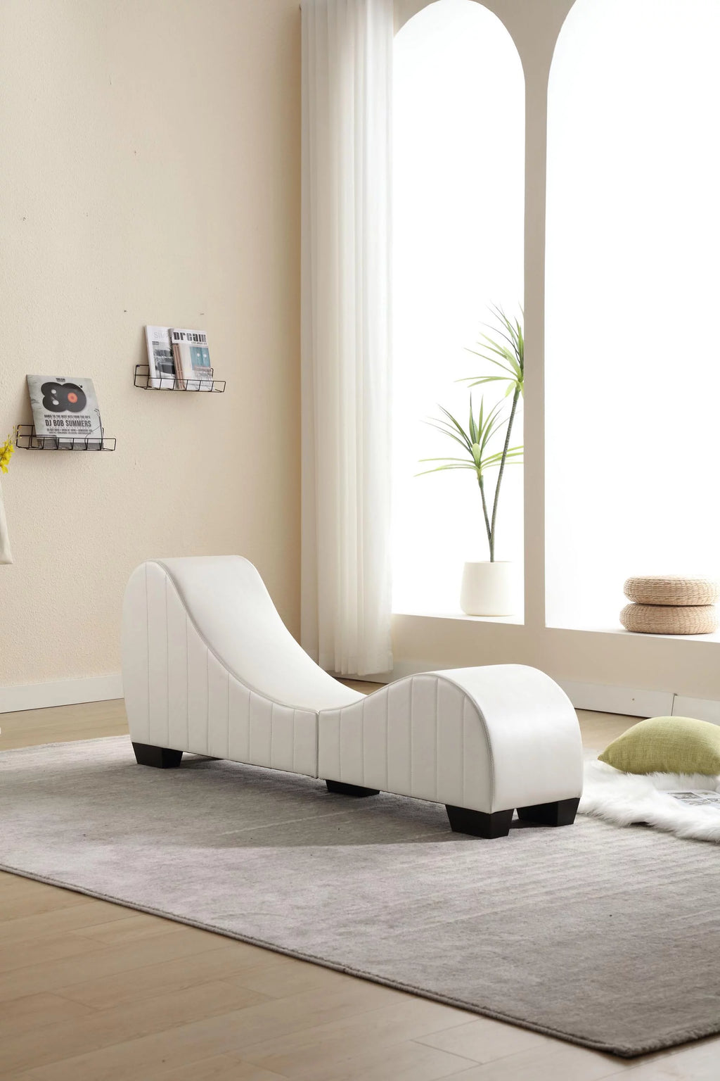Faux Leather Curved Chaise Lounge W30511