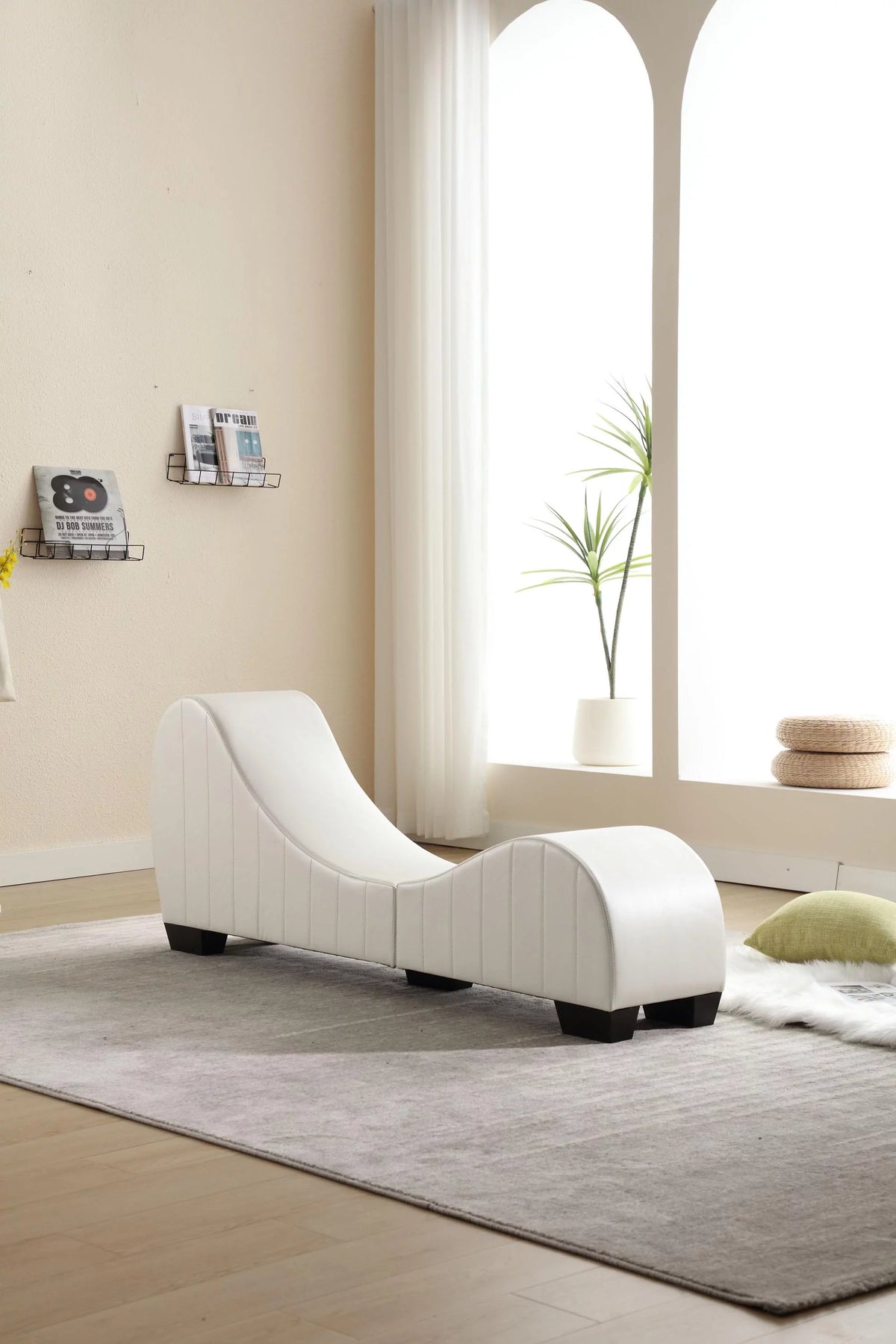 Faux Leather Curved Chaise Lounge W30511