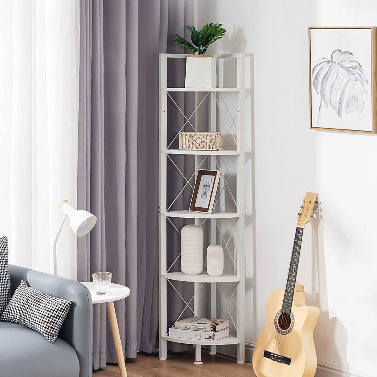 5-Tier Black Corner Shelf Stand I555820
