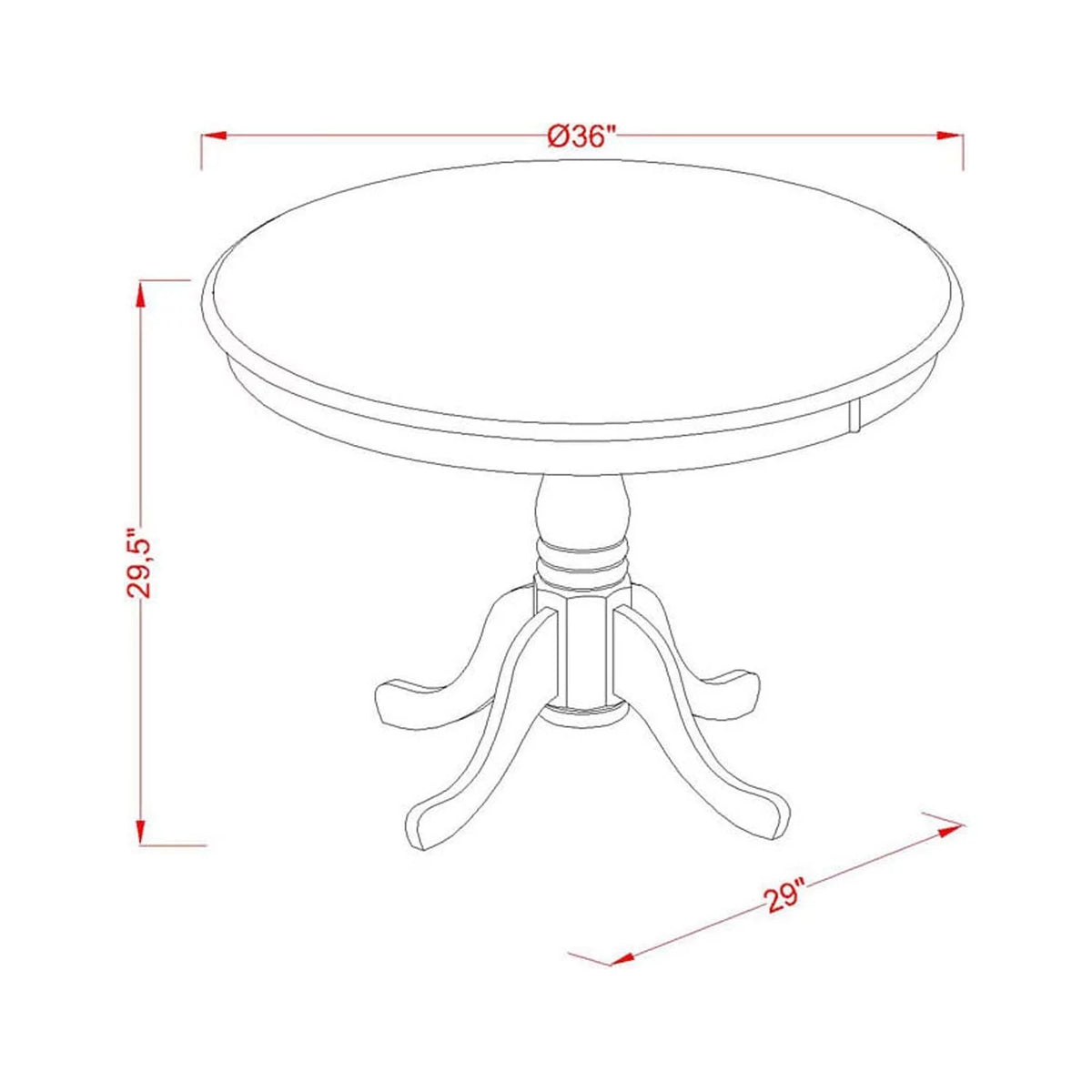 5 Piece Wood Dining Set with Round Table R232160