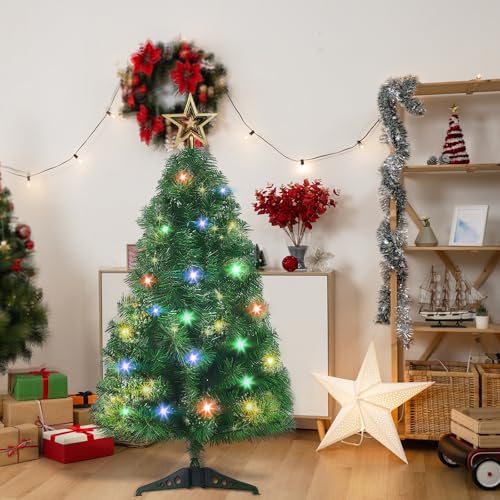 24" Tabletop Artificial Christmas Tree with Ornaments & LED String Lights Q56503