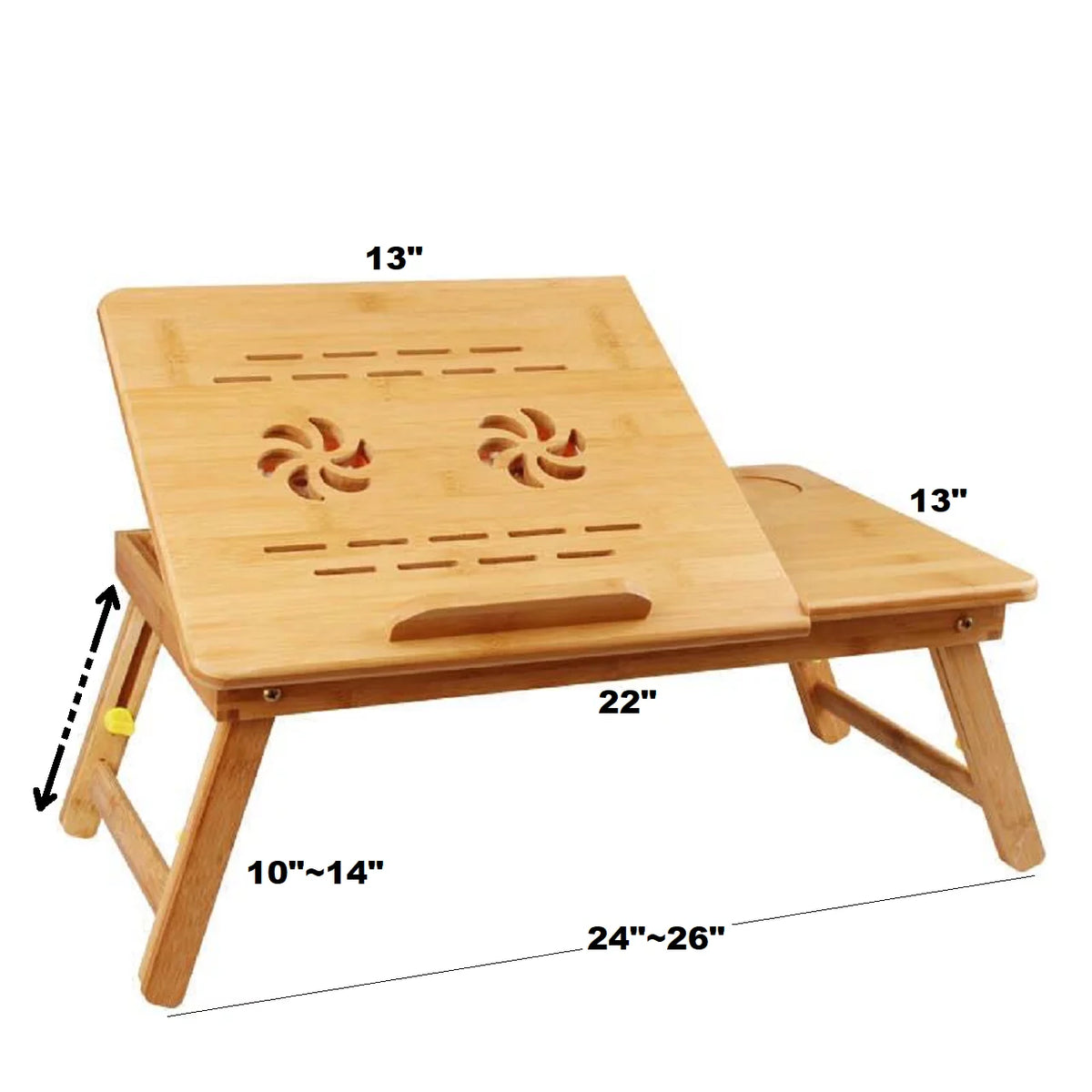 Bamboo Laptop Desk Table with Cooling Fan and Drawer M752